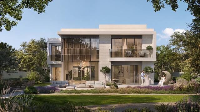 A villa facade with areesh-inspired timber screens